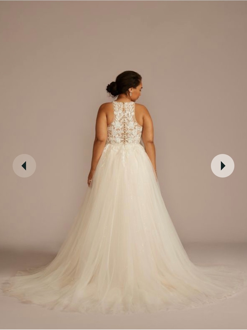 Plus-Size Ivory Lace & Tulle Wedding Dress with Beaded Bodice - Picture 10 of 12